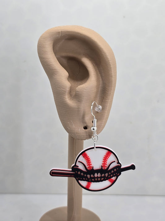 Baseball Chewing Bat 3D Printed Earrings