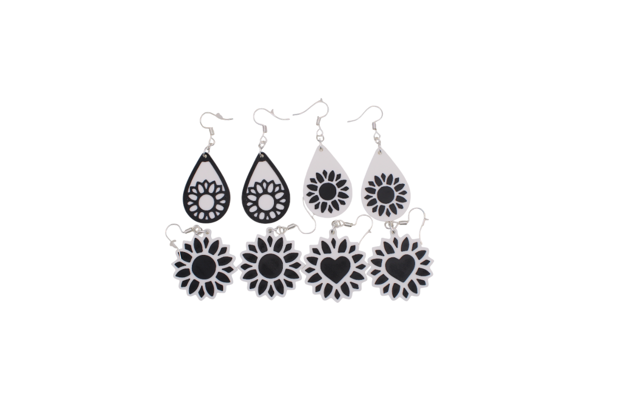 Monochrome Flower Earrings