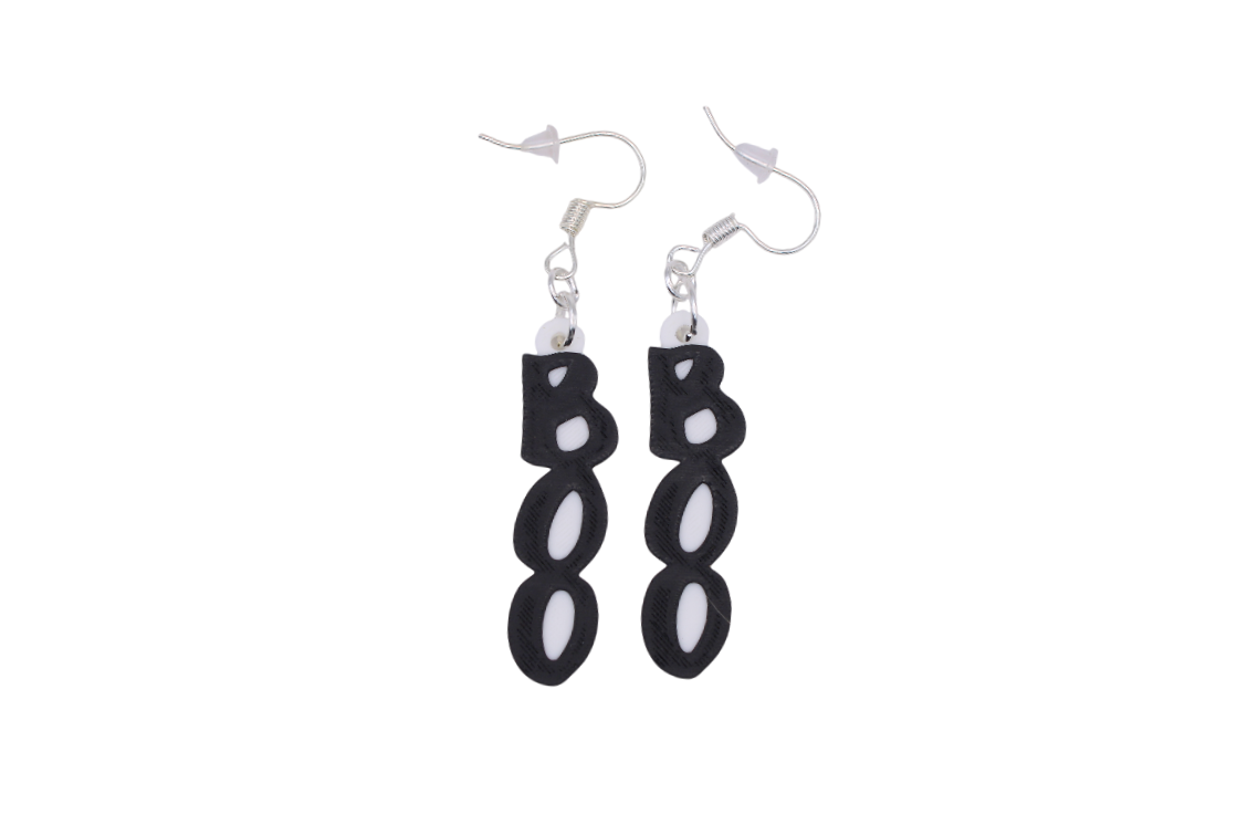 Boo & Drip Earrings - Script text & Horror-Drip Designs