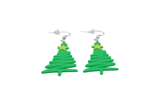 Star-Topped Christmas Tree Earrings