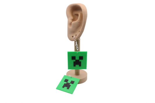 Minecraft Creeper Earrings - 3D Printed