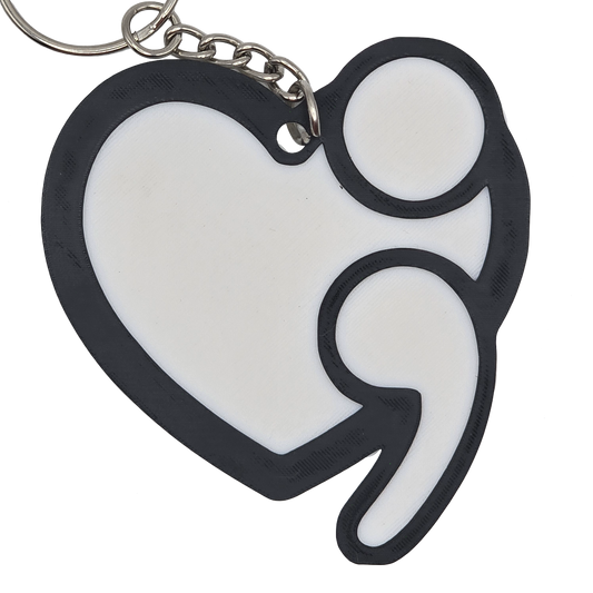 Solid Heart Semicolon Keychain