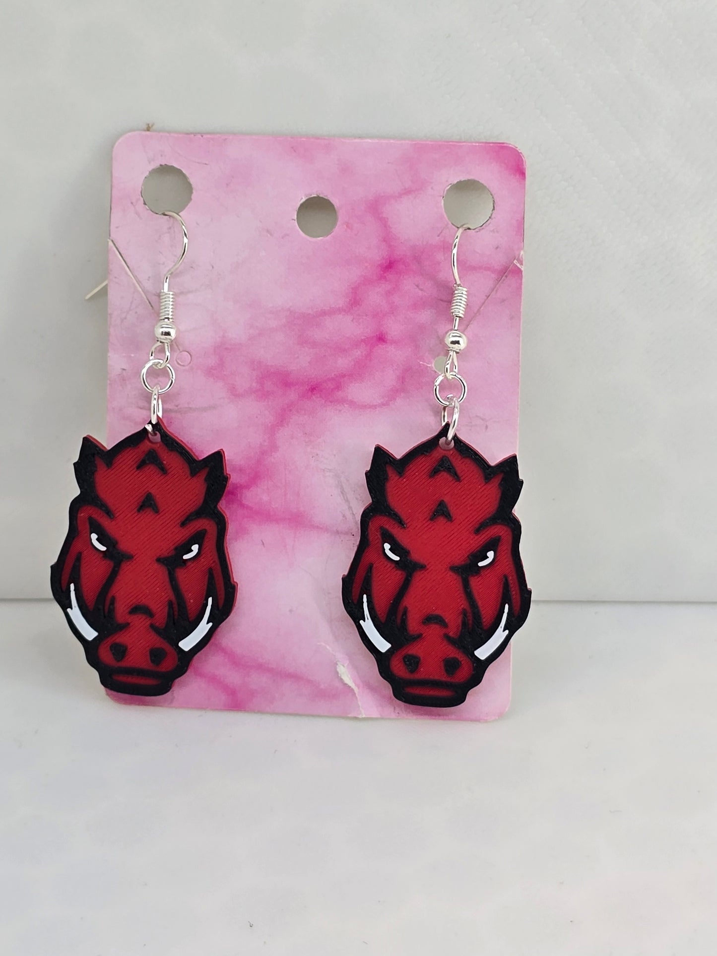 Arkansas Razorback Front Facing Earrings