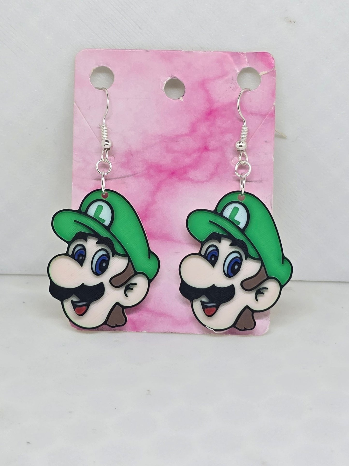 Gamer Luigi head Earrings - Erratically Eccentric Creations