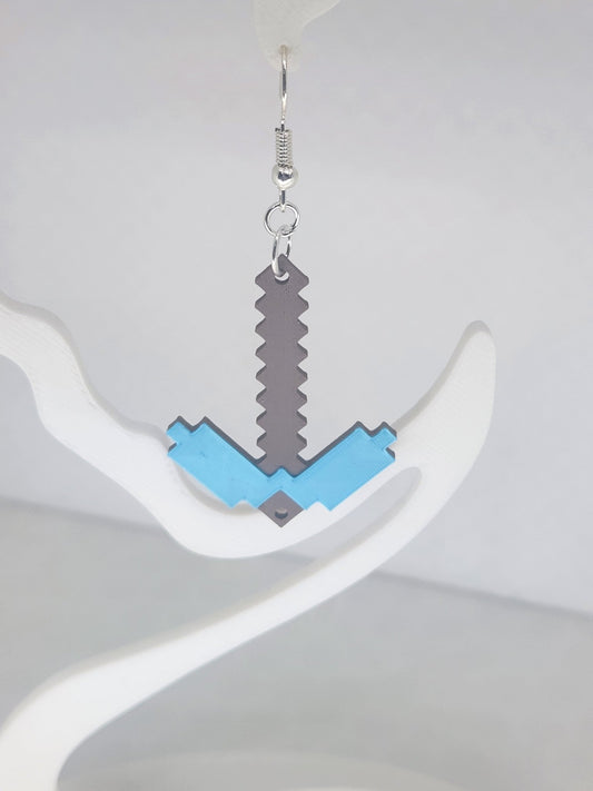 Minecraft Pickaxe Earrings - 3D Printed