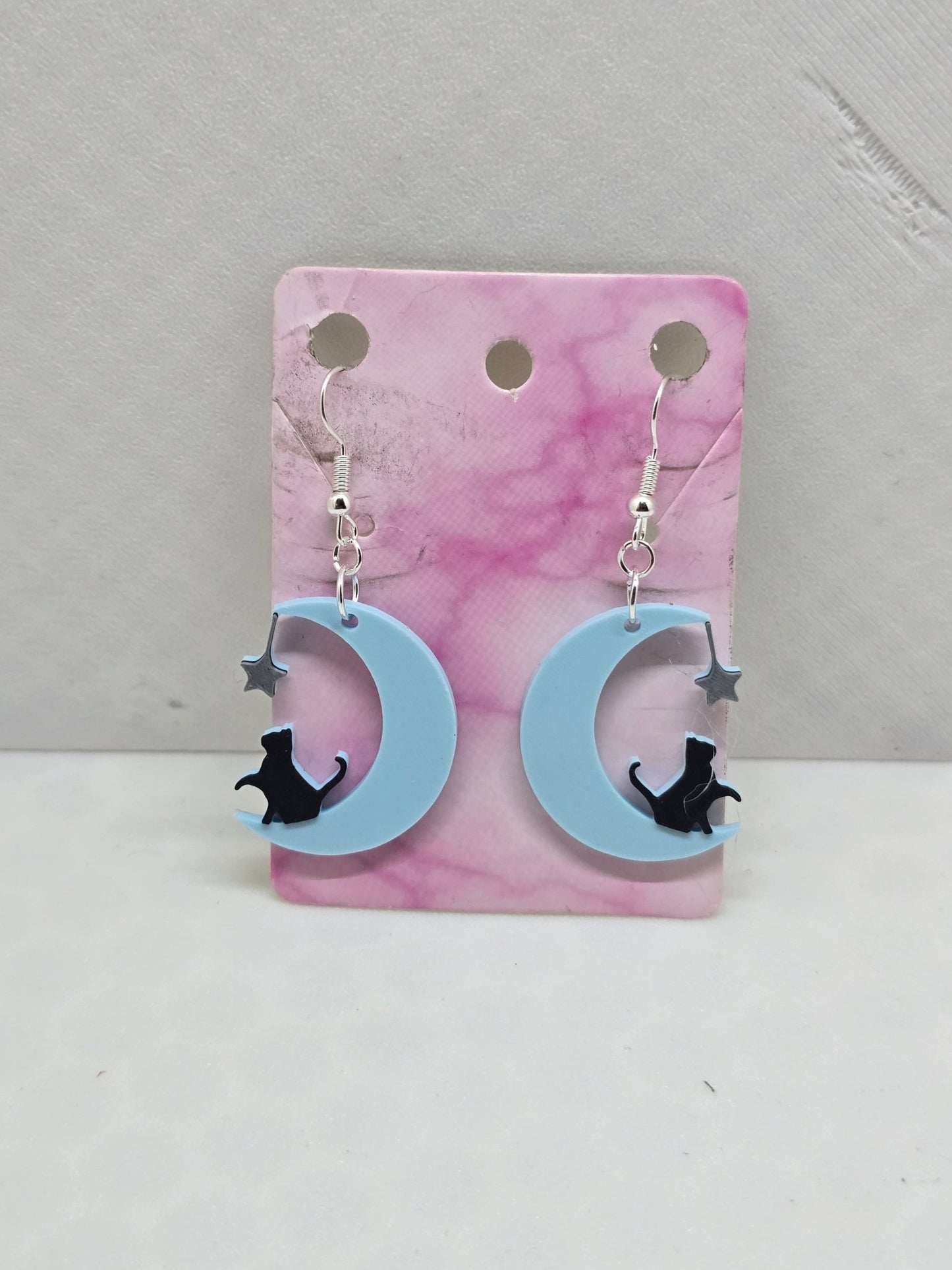 Moon Cat Star Earrings - Erratically Eccentric Creations