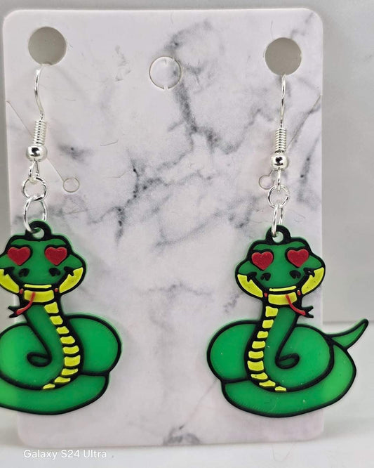 Snake with Heart Eyes Earrings - 3D Printed Earrings!