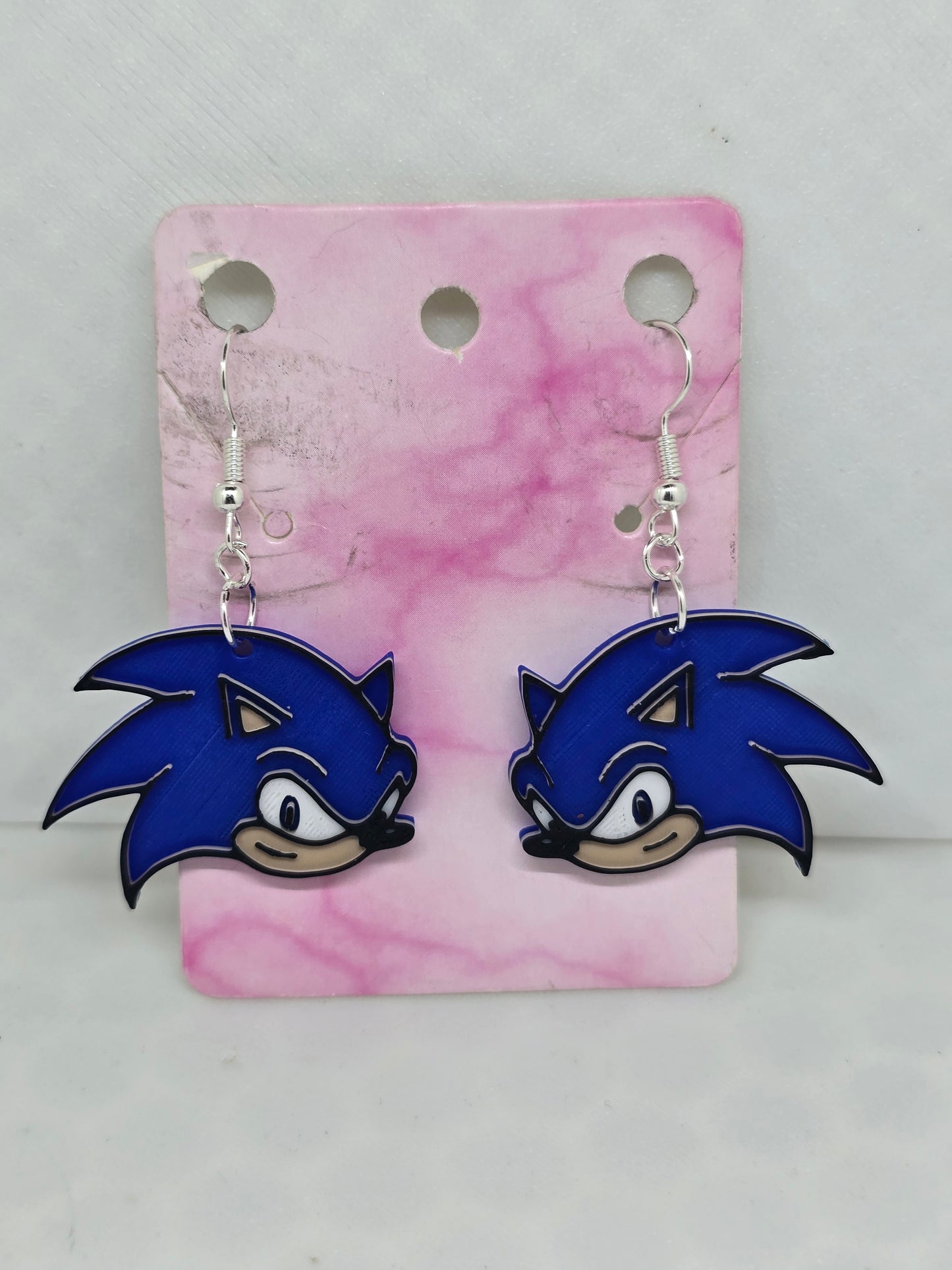 Gamer Sonic Head Earrings