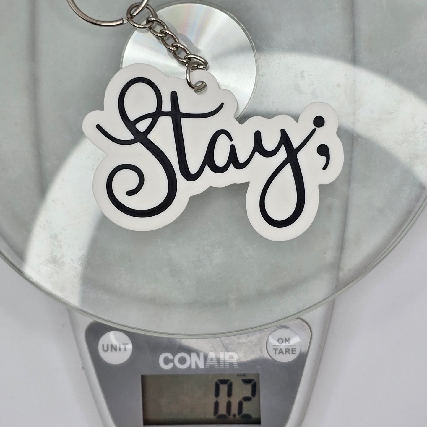 Stay Semicolon Keychain - Erratically Eccentric Creations