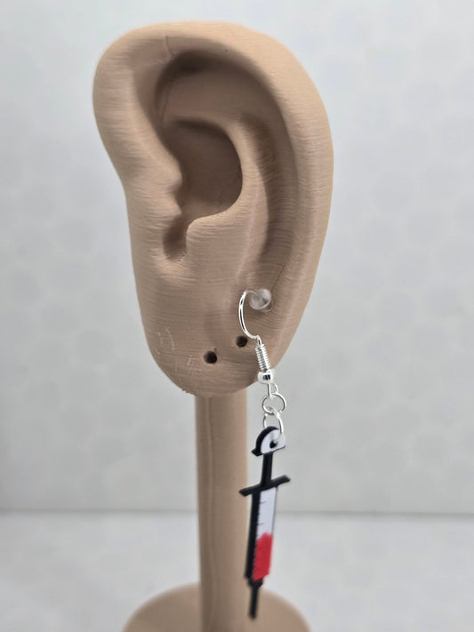 Syringe Earrings 3D Printed - Erratically Eccentric Creations
