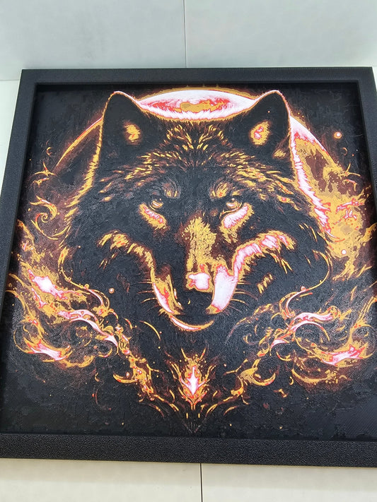 Wolf Head Painting (orange) - Erratically Eccentric Creations