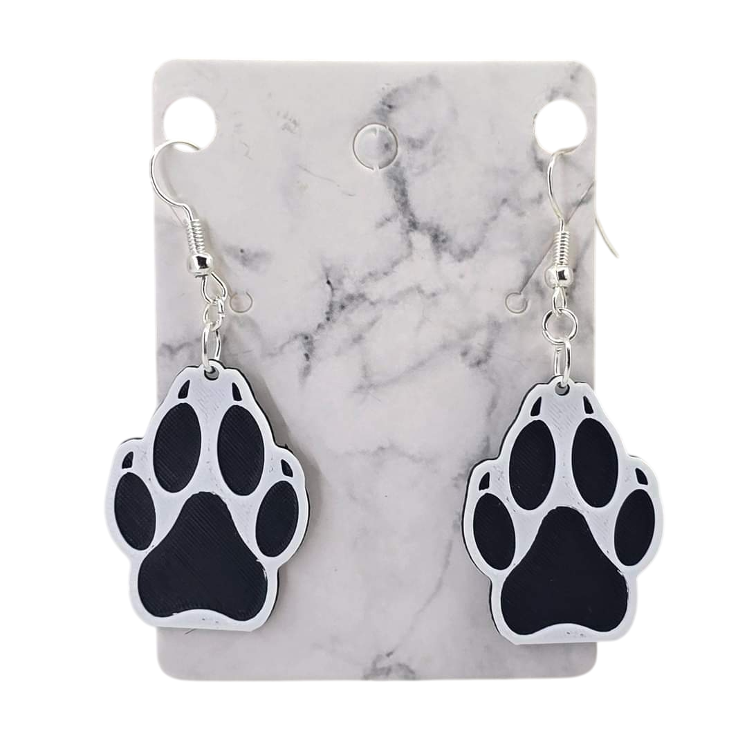 Wolf Paw Sunken Earrings - 3D Printed