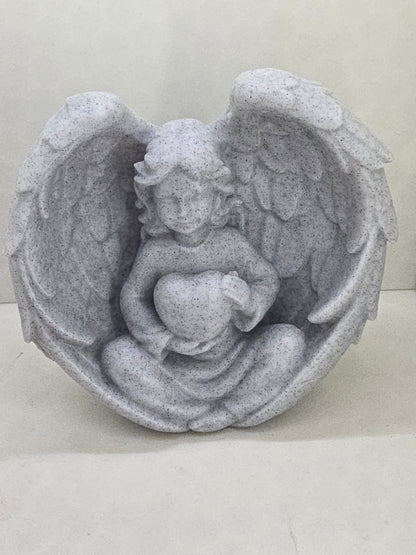 Angel with wings holding Heart Statue Small