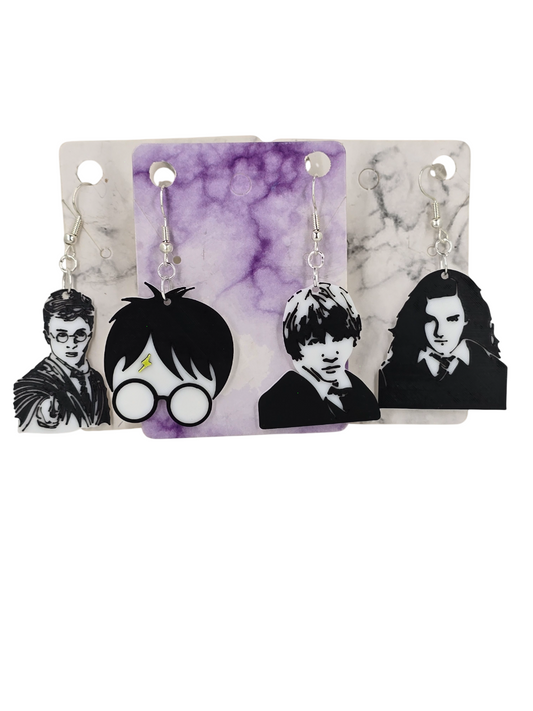Wizarding Character Earrings – 3D Printed Magical Quartet