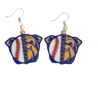 Bulldog Baseball Earrings