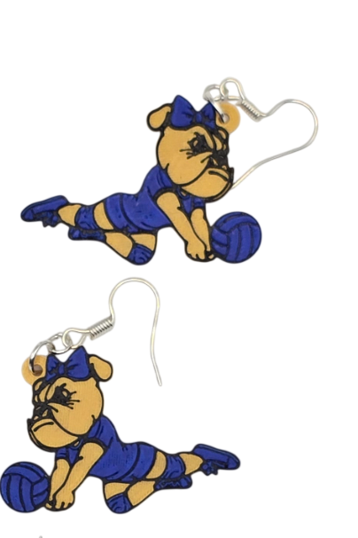 Bulldog Volleyball Earrings