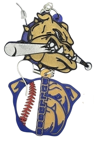 Bulldog Baseball Earrings