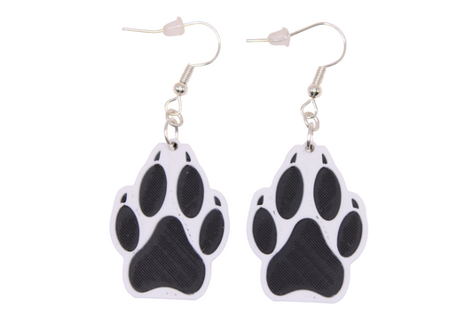 Wolf Paw Sunken Earrings - 3D Printed