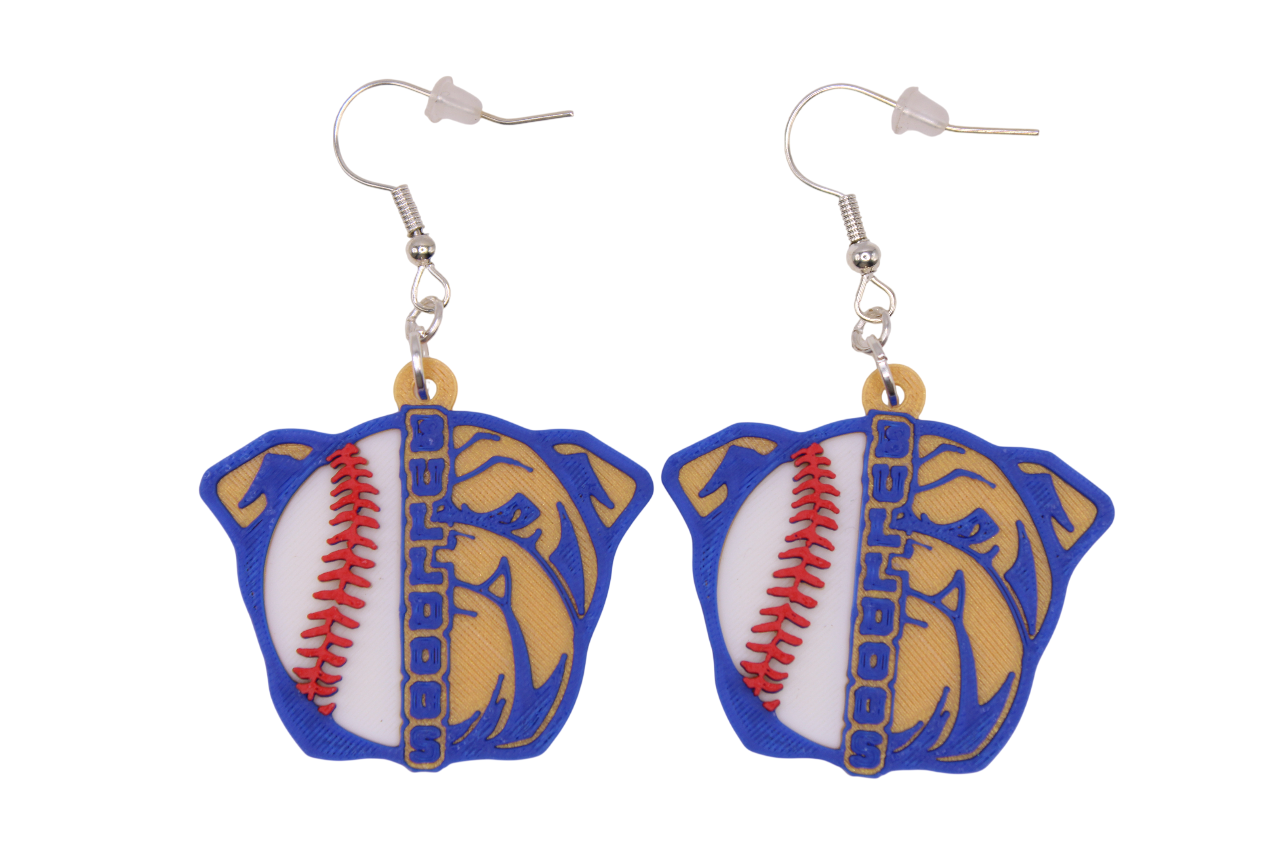 Bulldog Baseball Earrings