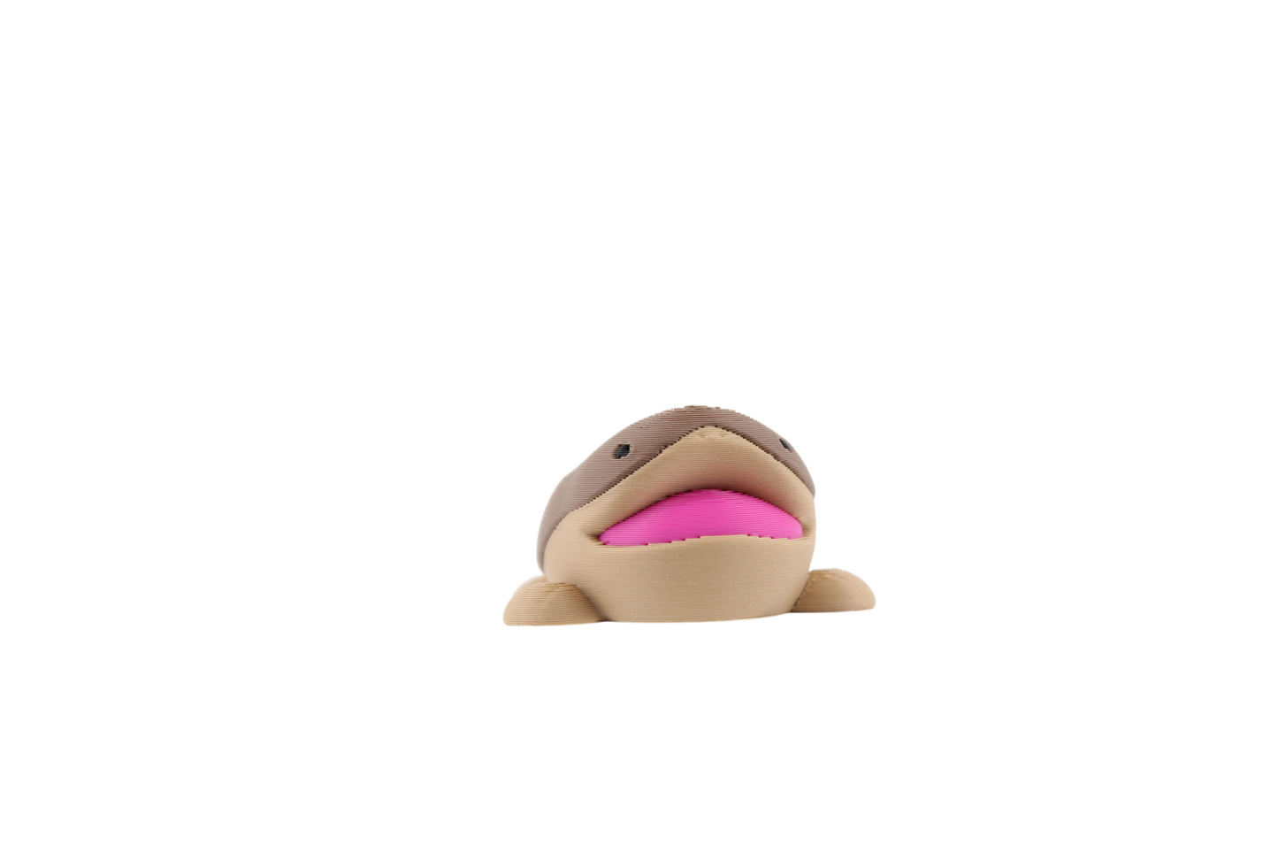 3D-printed brown Clodsire Pokemon figure with open mouth, sitting on a plain white background