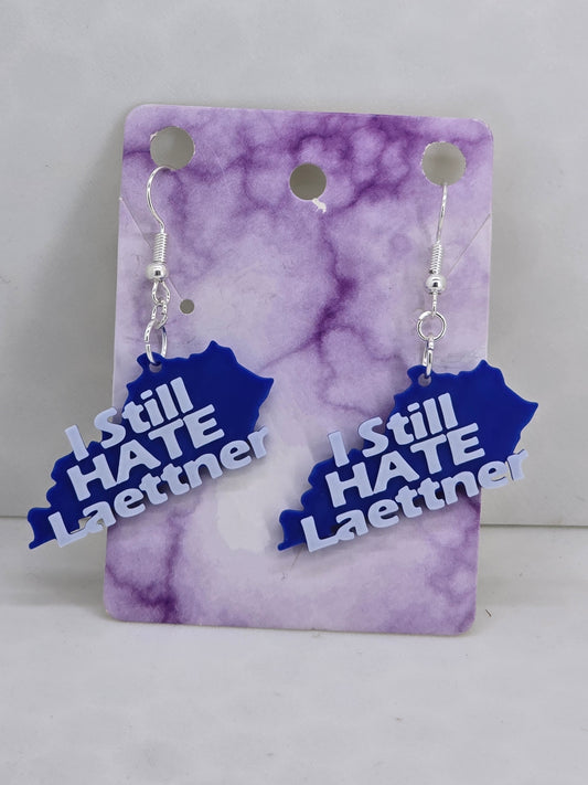 I Still HATE Laettner - Kentucky Shaped 3D Printed Earrings