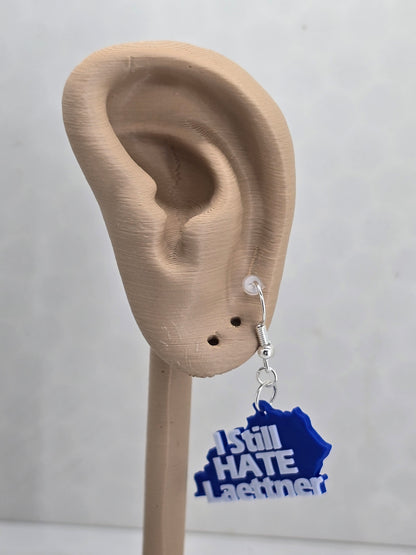 I Still HATE Laettner - Kentucky Shaped 3D Printed Earrings