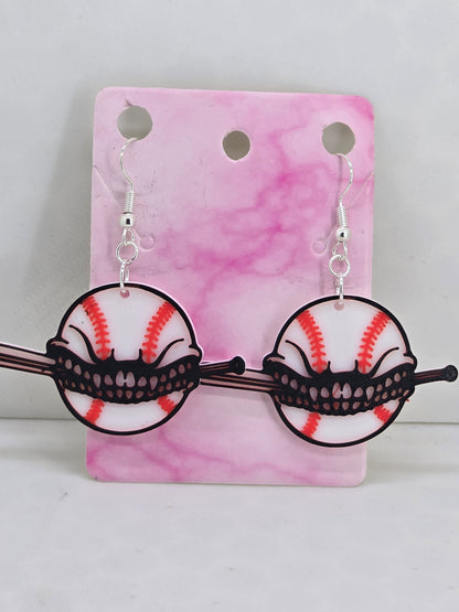 Baseball Chewing Bat 3D Printed Earrings