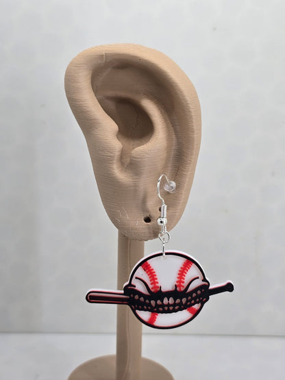Baseball Chewing Bat 3D Printed Earrings