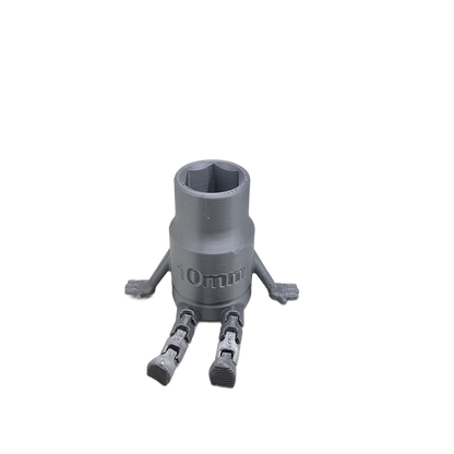 Grey 10mm Socket Buddy pencil holder with articulated arms and legs