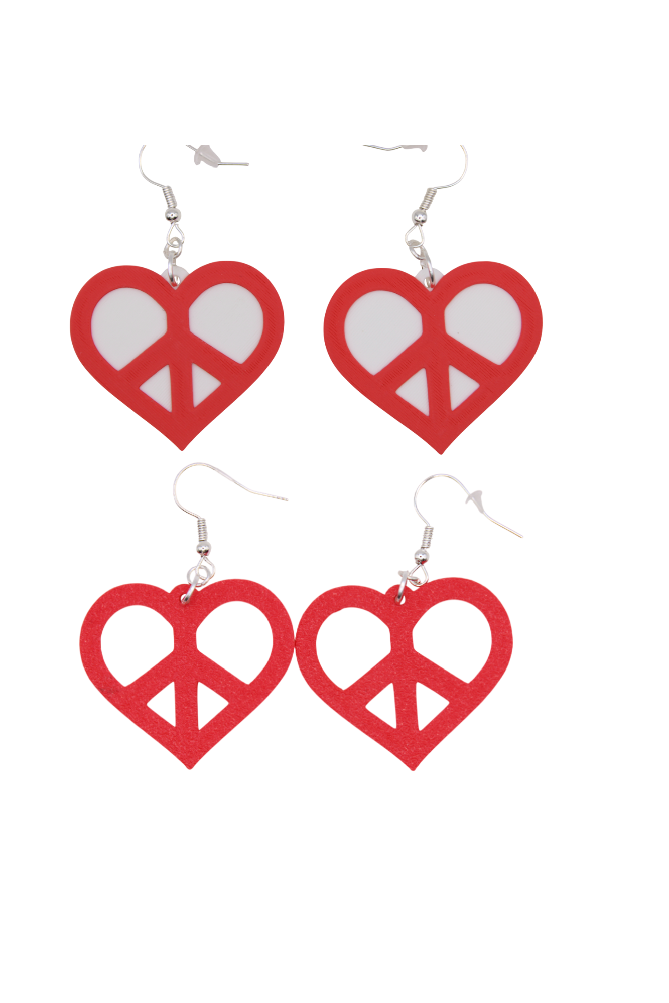 Peace in a Large Heart - 3D Printed Earrings!