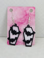 Coffin Bat with Background Earrings