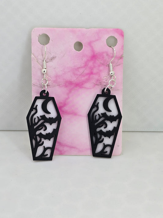 Coffin Bat tree background Earrings