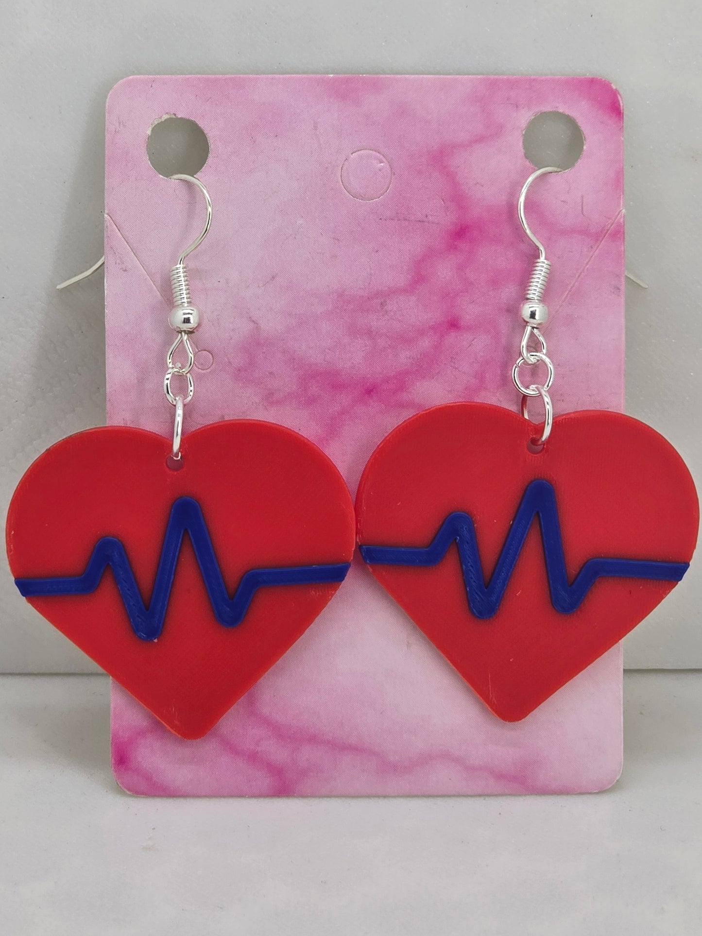EKG Heart earrings, 3d printed earrings