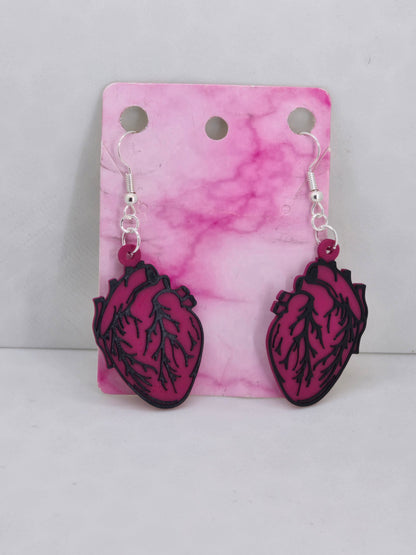 Single Color Realistic Heart Earrings (Medical)
