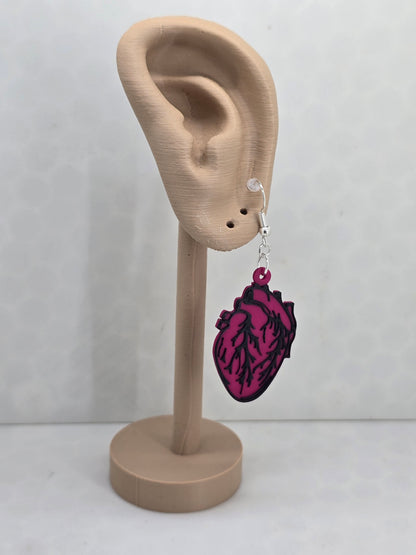 Single Color Realistic Heart Earrings (Medical)