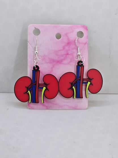 Kidney Earrings (Medical) 3D Printed