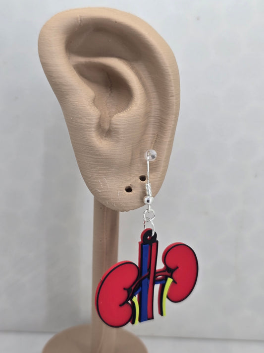 Kidney Earrings (Medical) 3D Printed
