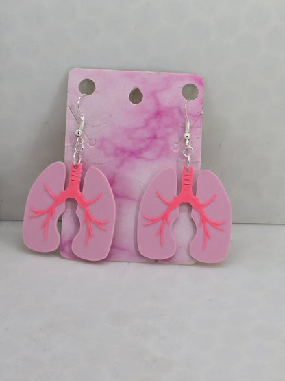 Lung Earrings (Medical) 3D Printed