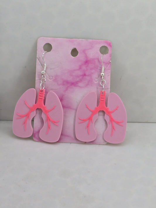 Lung Earrings (Medical) 3D Printed