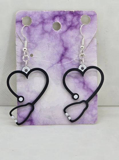 Stethoscope (Medical) 3D Printed Earrings