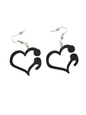 Black heart-shaped earrings on a white background