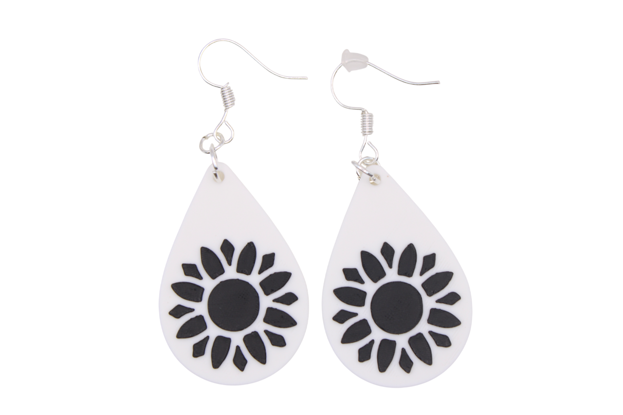 Monochrome Flower Earrings