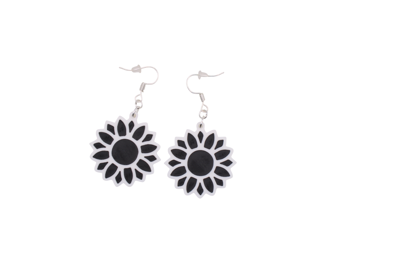 Monochrome Flower Earrings