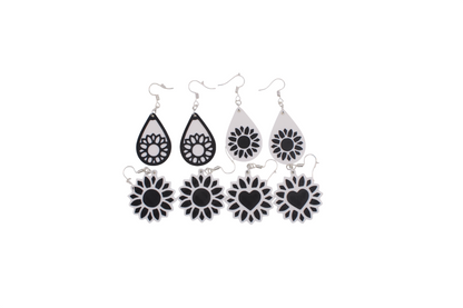 Monochrome Flower Earrings
