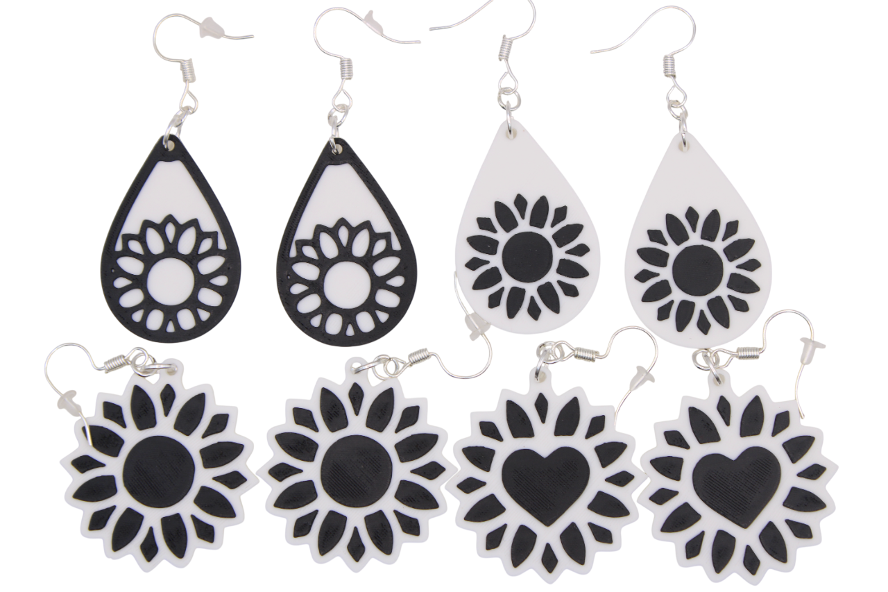Monochrome Flower Earrings