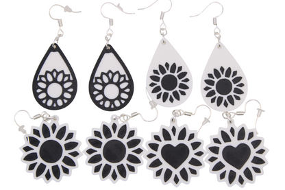Monochrome Flower Earrings