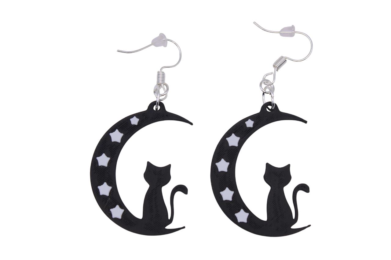 Celestial Creatures Earrings - Cats, Owls, and Moons