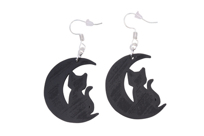Celestial Creatures Earrings - Cats, Owls, and Moons