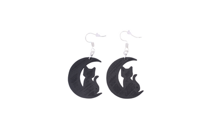 Celestial Creatures Earrings - Cats, Owls, and Moons