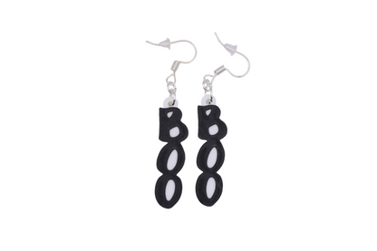 Boo & Drip Earrings - Script text & Horror-Drip Designs